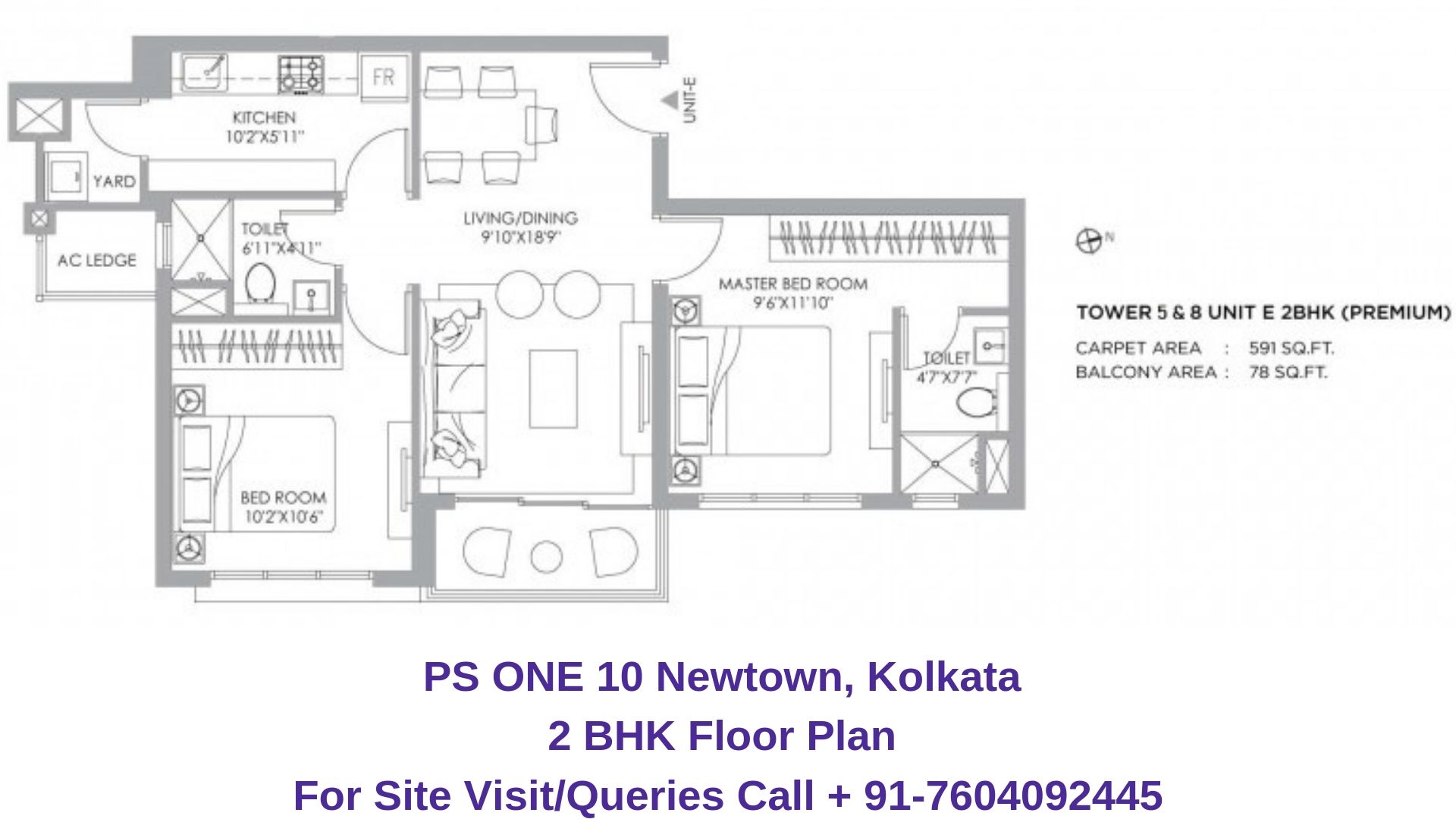 PS ONE 10 Newtown, Kolkata 2 BHK Floor Plan
