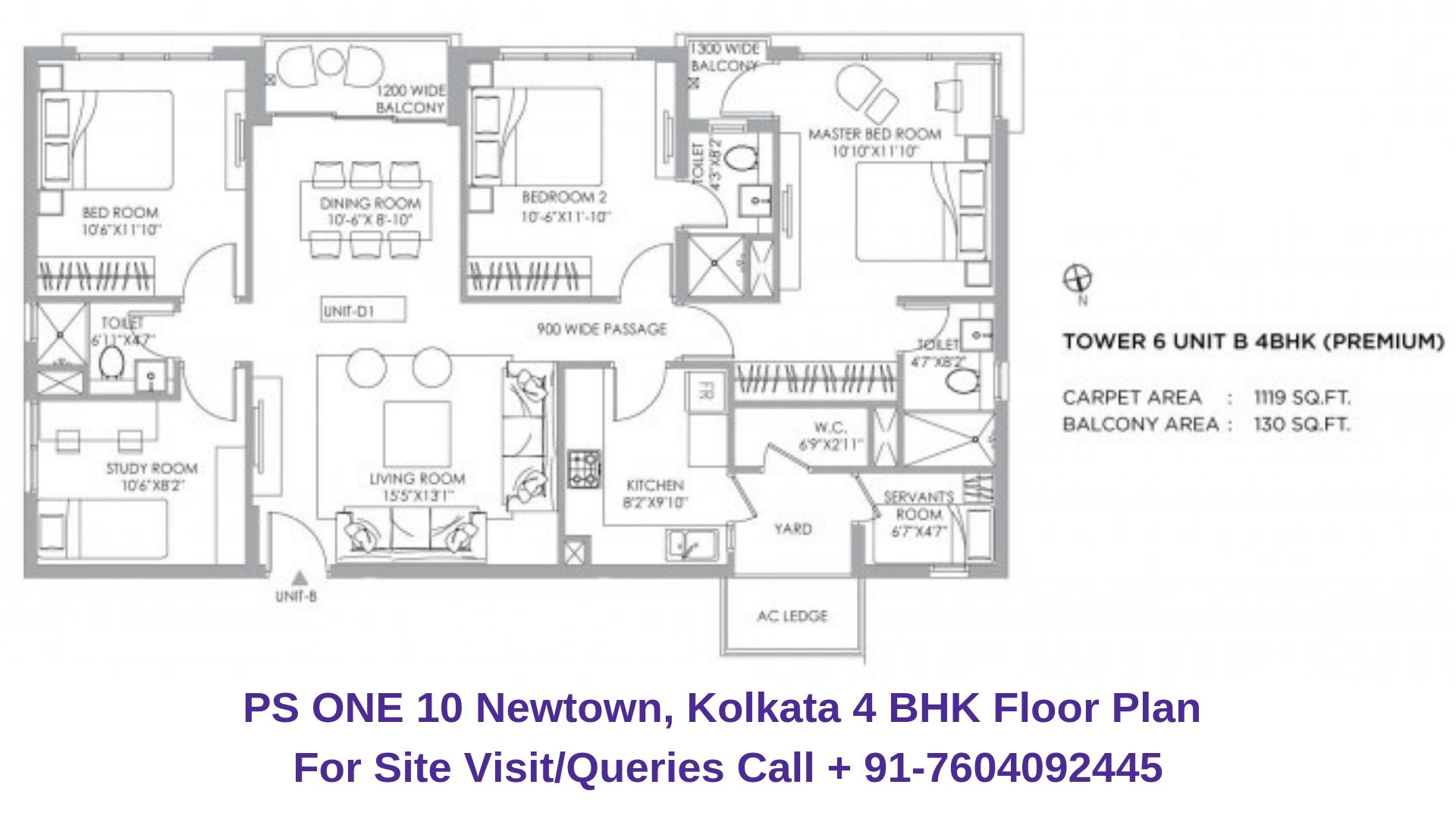 PS ONE 10 Newtown, Kolkata 4 BHK Floor Plan