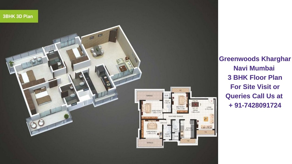 Sai Proviso Greenwoods Kharghar Navi Mumbai 3 BHK Floor Plan