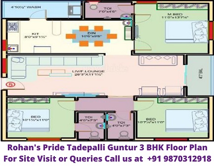 Rohans Pride Tadepalli Guntur 3 BHK Floor Plan