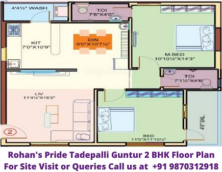 Rohans Pride Tadepalli Guntur 2 BHK Floor Plan