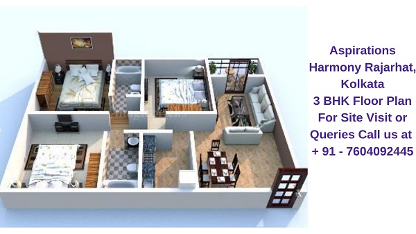 Aspirations Harmony Rajarhat, Kolkata 3 BHK Floor Plan