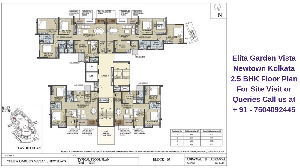 Elita Garden Vista Newtown Kolkata 2.5 BHK Floor Plan