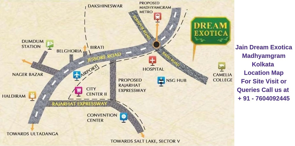 Jain Dream Exotica Madhyamgram Kolkata Location Map