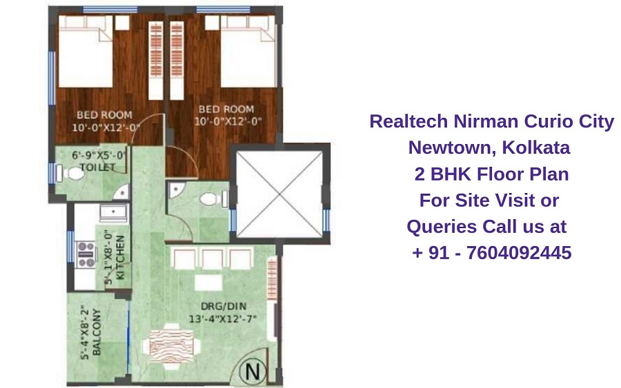 Realtech Nirman Curio City Newtown, Kolkata 2 BHK Floor Plan