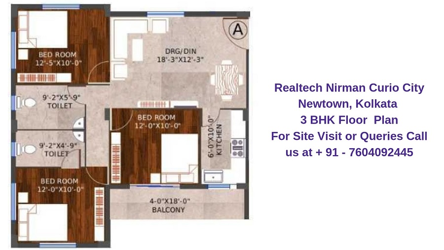 Realtech Nirman Curio City Newtown, Kolkata 3 BHK Floor Plan
