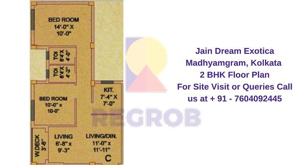 Jain Dream Exotica Madhyamgram kolkata 2 BHK Floor Plan
