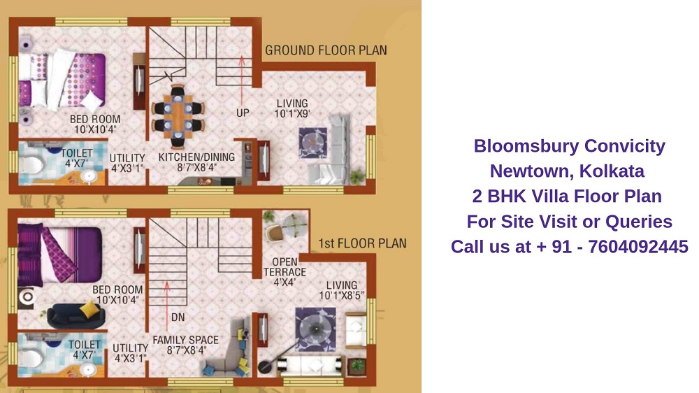 Bloomsbury Convicity Newtown, Kolkata 2 BHK Villa Floor Plan