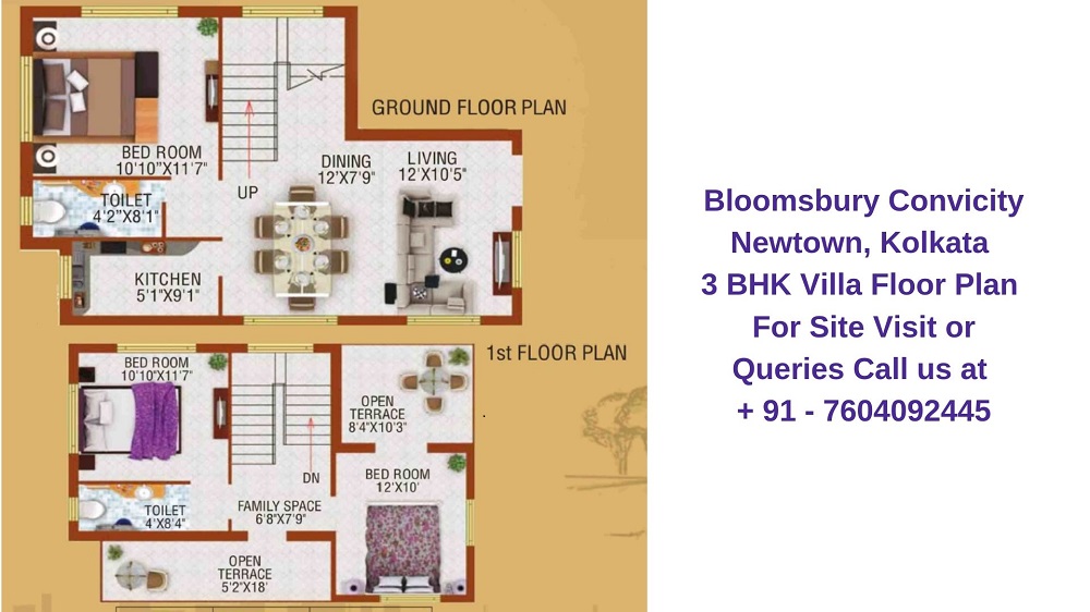 Bloomsbury Convicity Newtown, Kolkata 3 BHK Villa Floor Plan