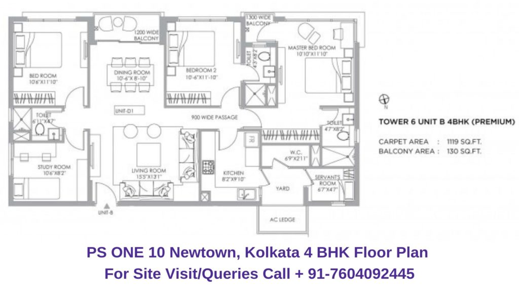 PS ONE 10 Newtown, Kolkata 4 BHK Floor Plan - Regrob