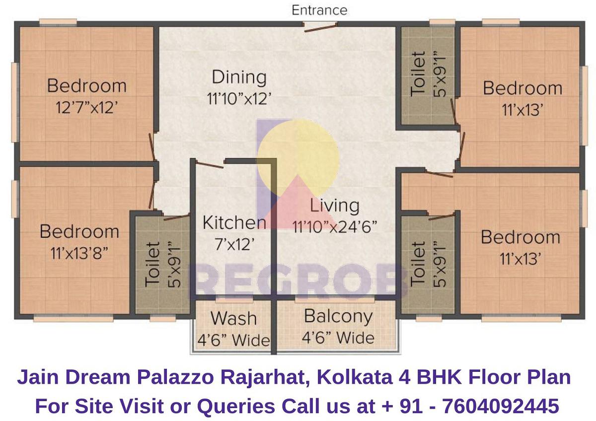 Jain Dream Palazzo Rajarhat, Kolkata 4 BHK Floor Plan