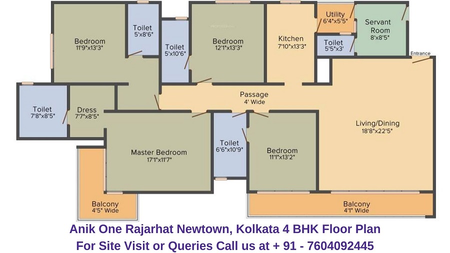 Anik One Rajarhat Newtown, Kolkata 4 BHK Floor Plan Regrob