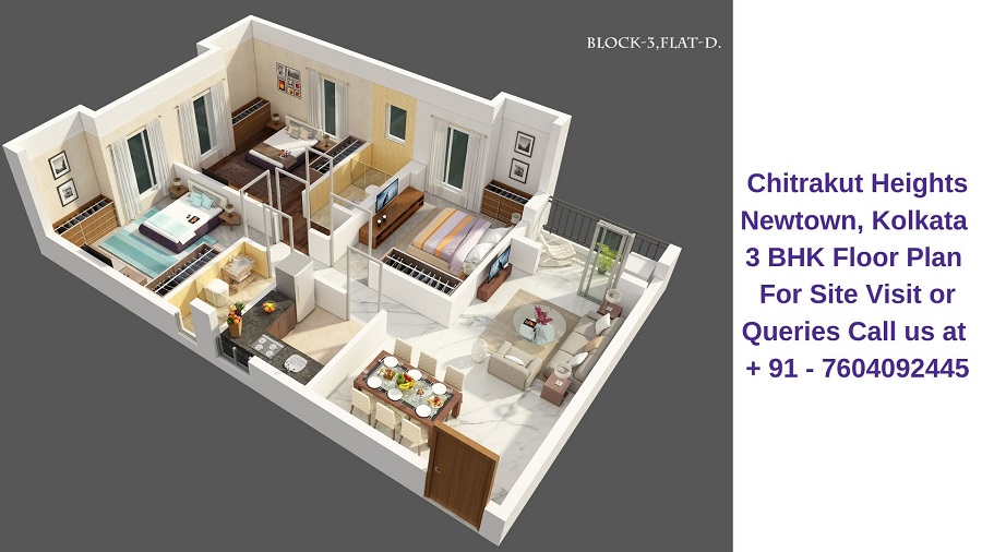 Chitrakut Heights Newtown, Kolkata 3 BHK Floor Plan