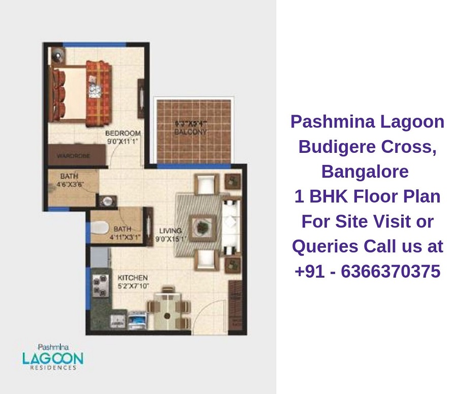 Pashmina Lagoon Budigere Cross, Bangalore 1 BHK Floor Plan