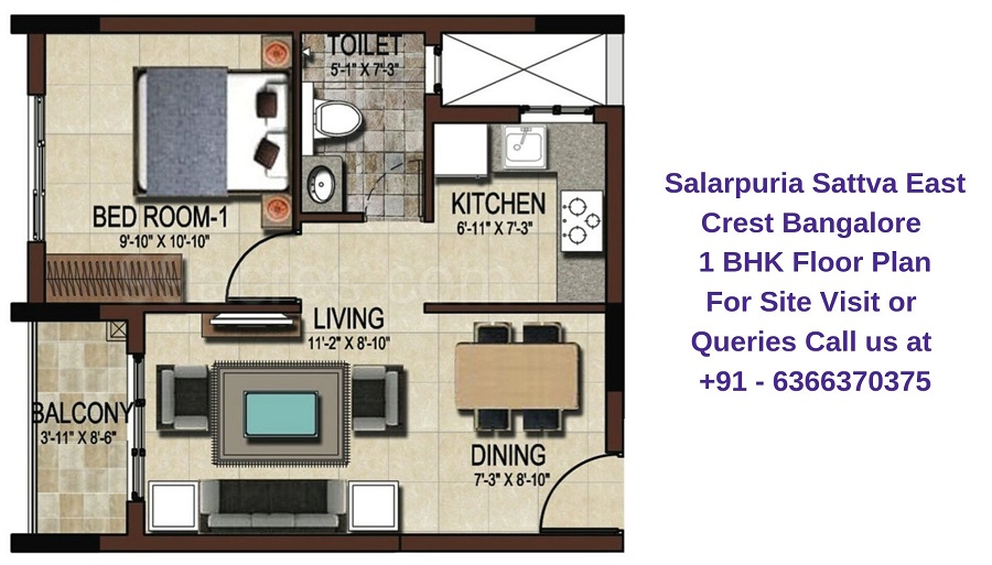 Salarpuria Sattva East Crest Bangalore 1 BHK Floor Plan