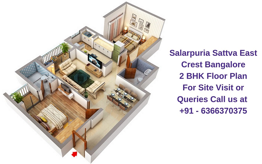 Salarpuria Sattva East Crest Bangalore 2 BHK Floor Plan