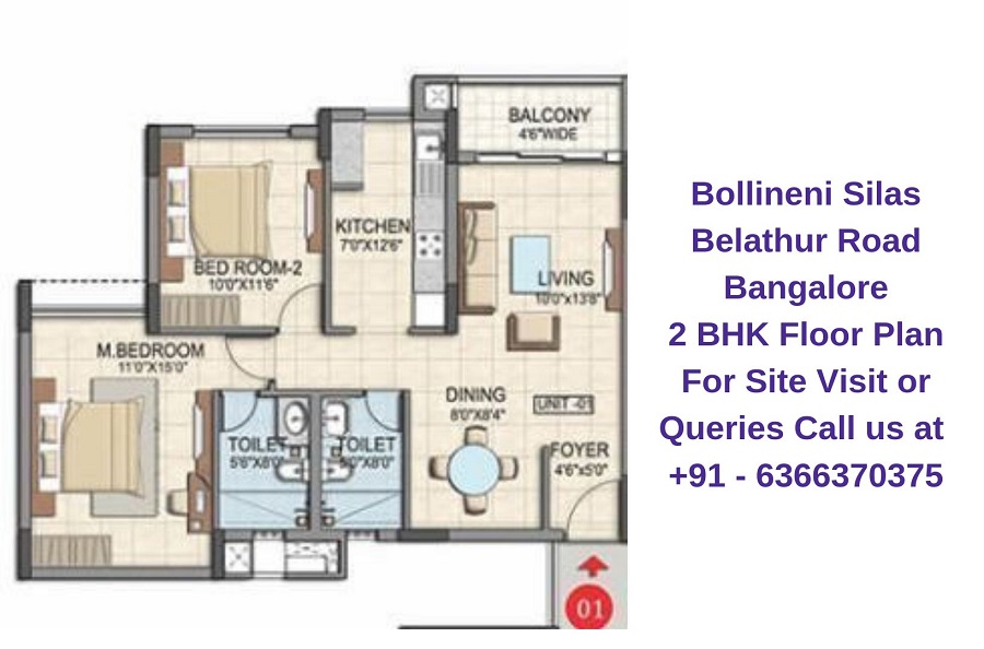 Bollineni Silas Belathur Road Bangalore 2 BHK Floor Plan