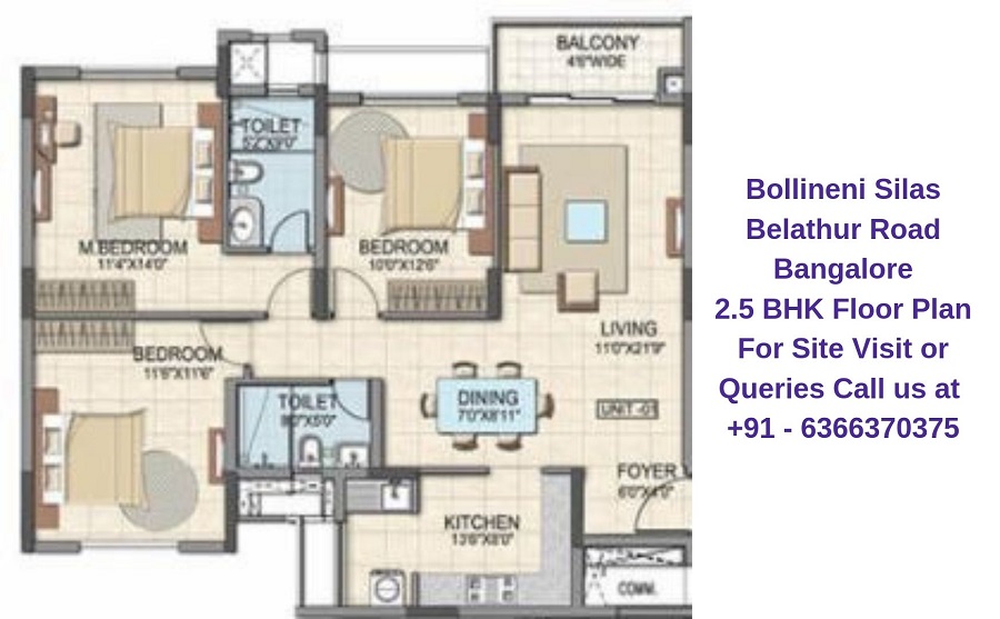 Bollineni Silas Belathur Road Bangalore 2.5 BHK Floor Plan