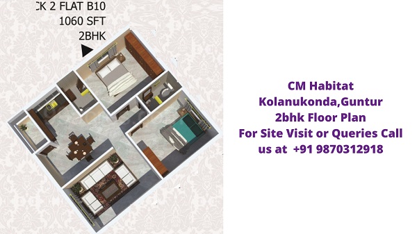 CM Habitat Kolanukonda Guntur 2bhk Floor Plan