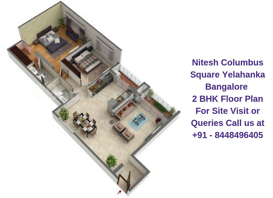 Nitesh Columbus Square Yelahanka Bangalore 2 BHK Floor Plan