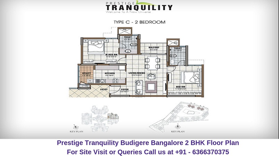 Prestige Tranquility Budigere Bangalore 2 BHK Floor Plan