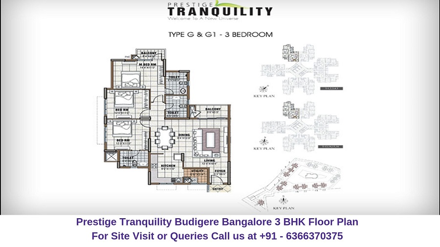 Prestige Tranquility Budigere Bangalore 3 BHK Floor Plan
