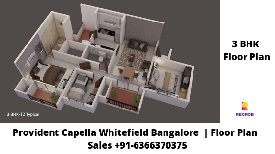 Provident Capella 3 BHK Floor Plan