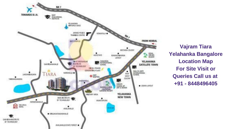 Vajram Tiara Yelahanka Main Road Bangalore Location Map