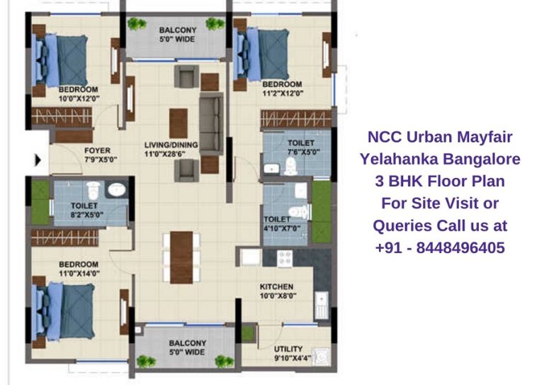 NCC Urban Mayfair Yelahanka Bangalore 3 BHK Floor Plan