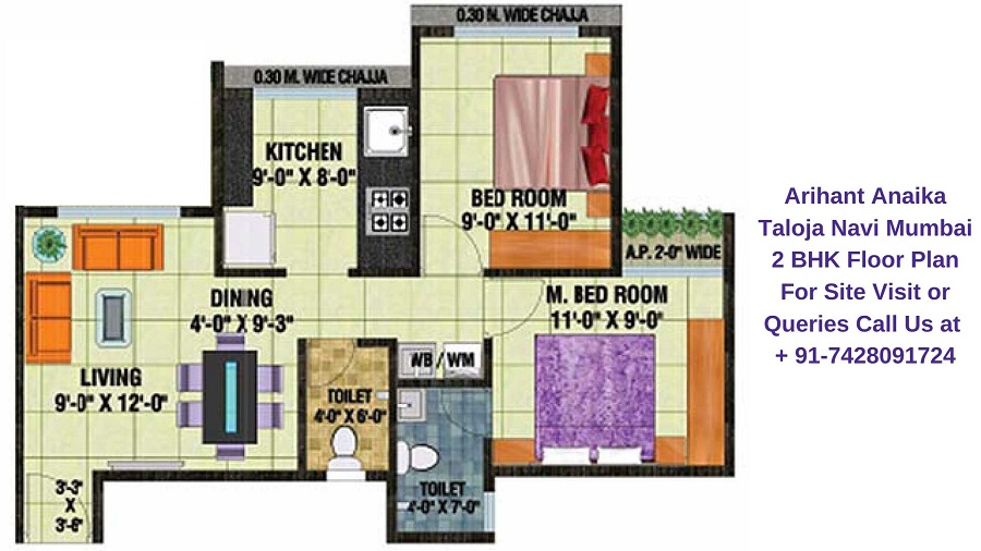 Arihant Anaika Taloja Navi Mumbai 2 BHK Floor Plan