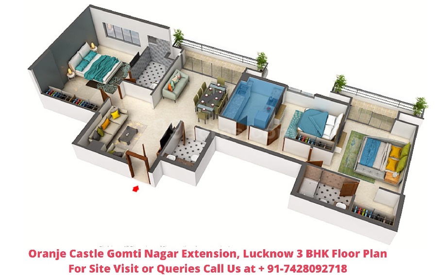 Oranje Castle Gomti Nagar Extension, Lucknow 3 BHK Floor Plan