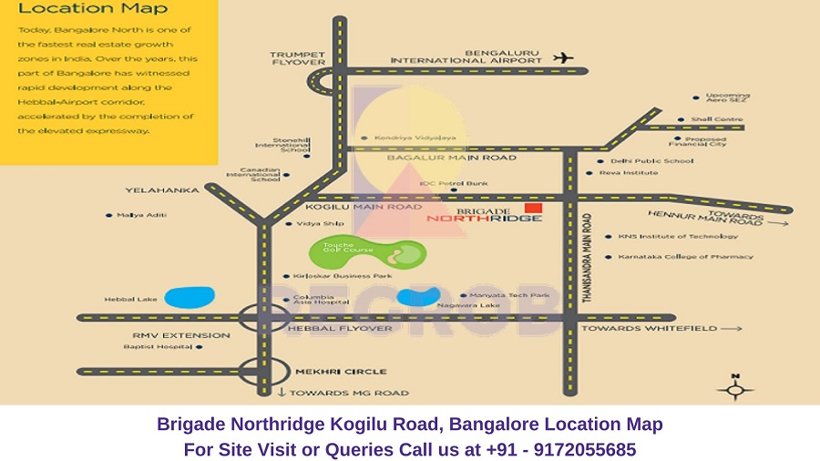 Brigade Northridge Kogilu Road, Bangalore Location Map