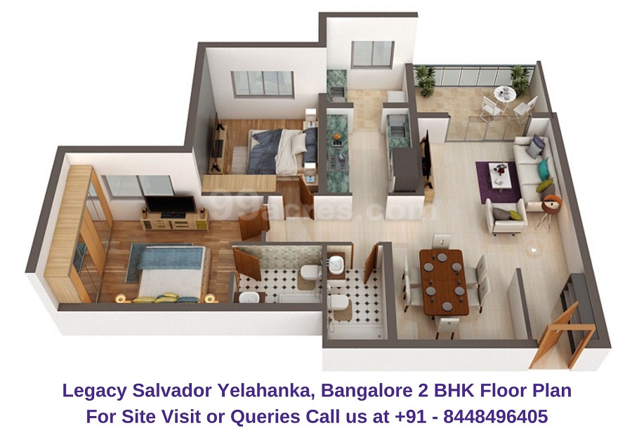 Legacy Salvador Yelahanka, Bangalore 2 BHK Floor Plan