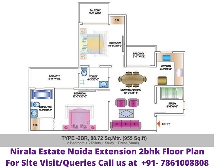 Nirala Estate Noida Extension 2BHK Floor Plan