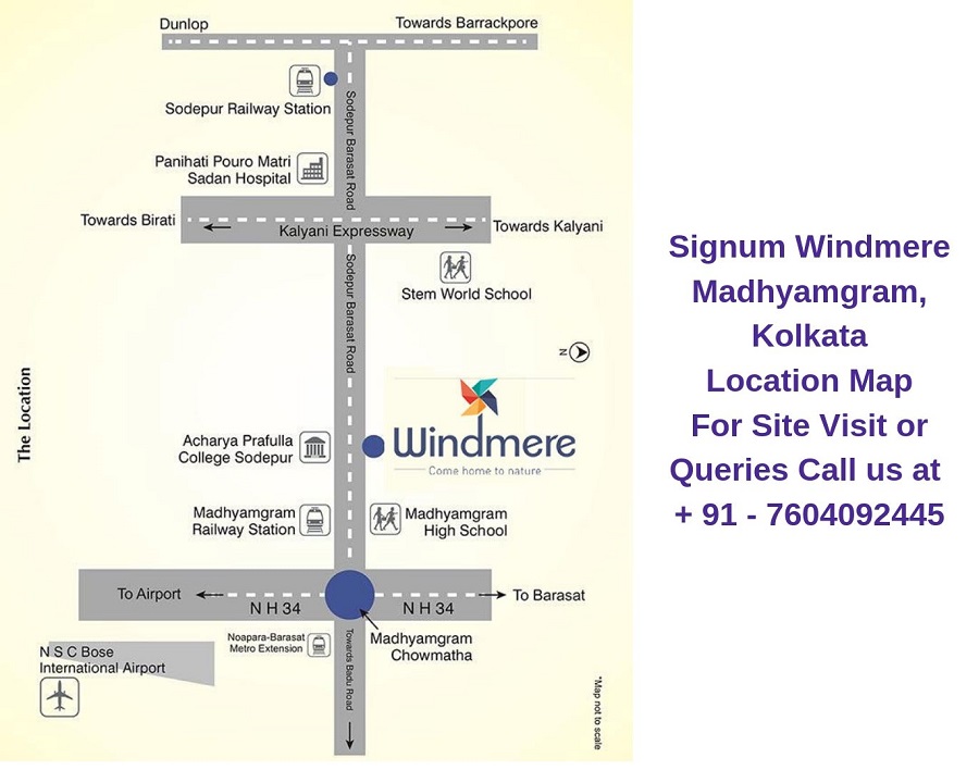 Signum Windmere Madhyamgram, Kolkata Location Map