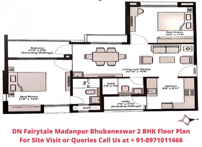 DN Fairytale Madanpur Bhubaneswar 2 BHK Floor Plan