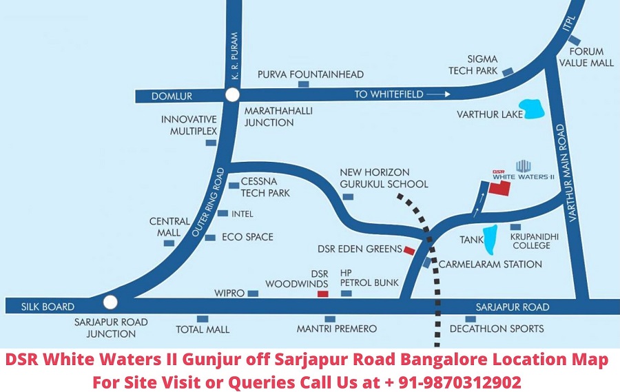 DSR White Waters II Gunjur off Sarjapur Road Bangalore Location Map
