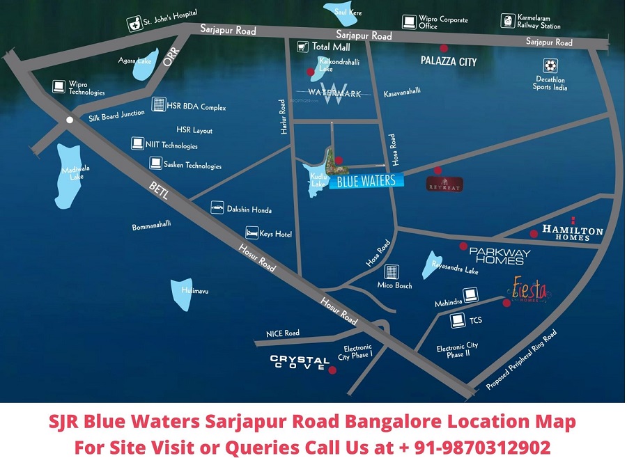 SJR Blue Waters Sarjapur Road Bangalore Location Map - Regrob