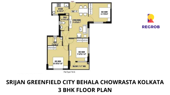 Srijan Greenfield City  3 BHK floor plan