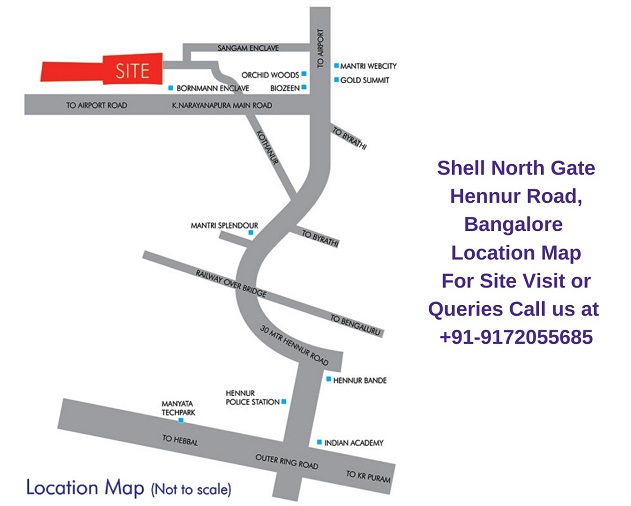 Shell North Gate Hennur Road, Bangalore Location Map
