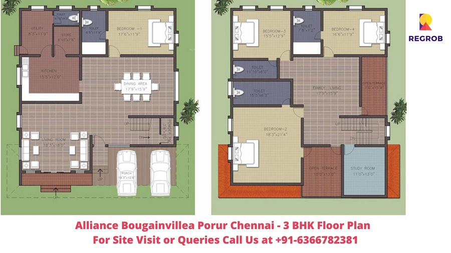 Alliance Bougainvillea Porur Chennai 3 BHK Villa Floor Plan Regrob