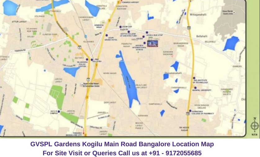 GVSPL Gardens Kogilu Main Road Bangalore Location Map