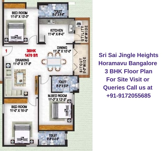 Sri Sai Jingle Heights Horamavu Bangalore 3 BHK Floor Plan