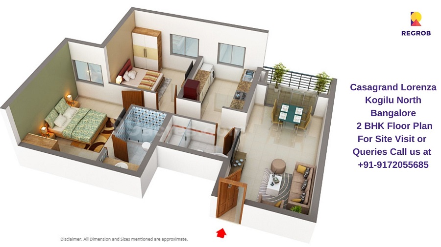 Casagrand Lorenza Kogilu North Bangalore 2 BHK Floor Plan