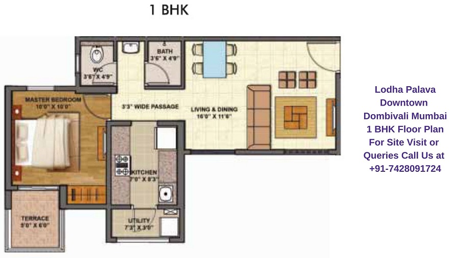 Lodha Palava Downtown Mumbai 1 BHK Floor Plan Regrob