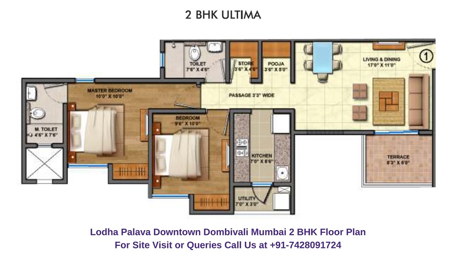 Lodha Palava Downtown Mumbai 2 BHK Floor Plan Regrob