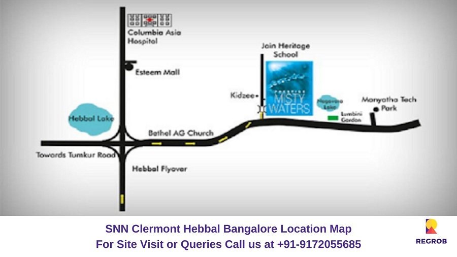 Prestige Misty Waters Hebbal North Bangalore Location Map - Regrob