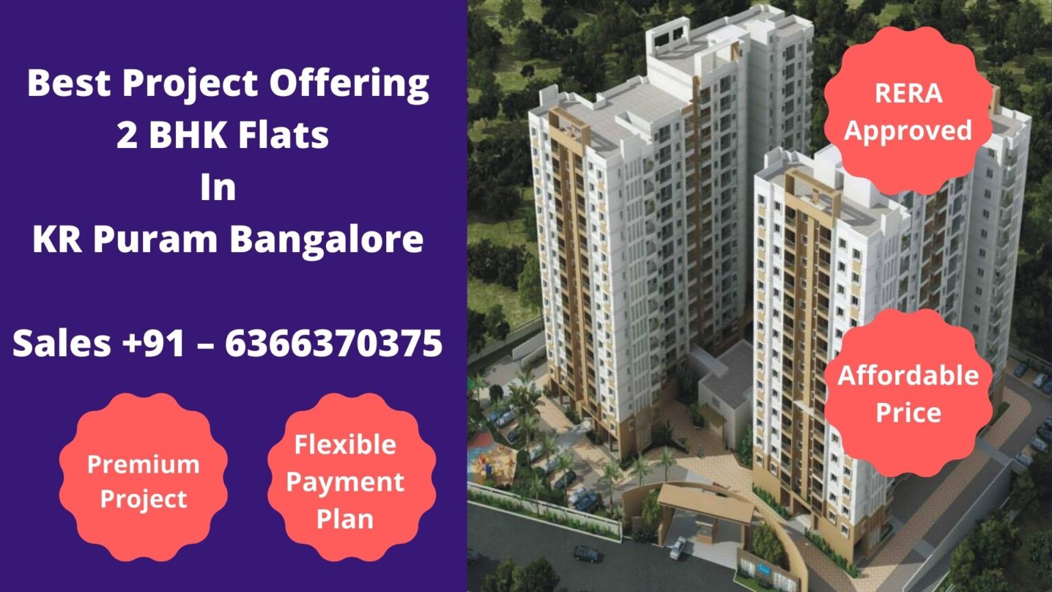 Best Project To Offer 2 BHK Flats For Sale in K R Puram Bangalore
