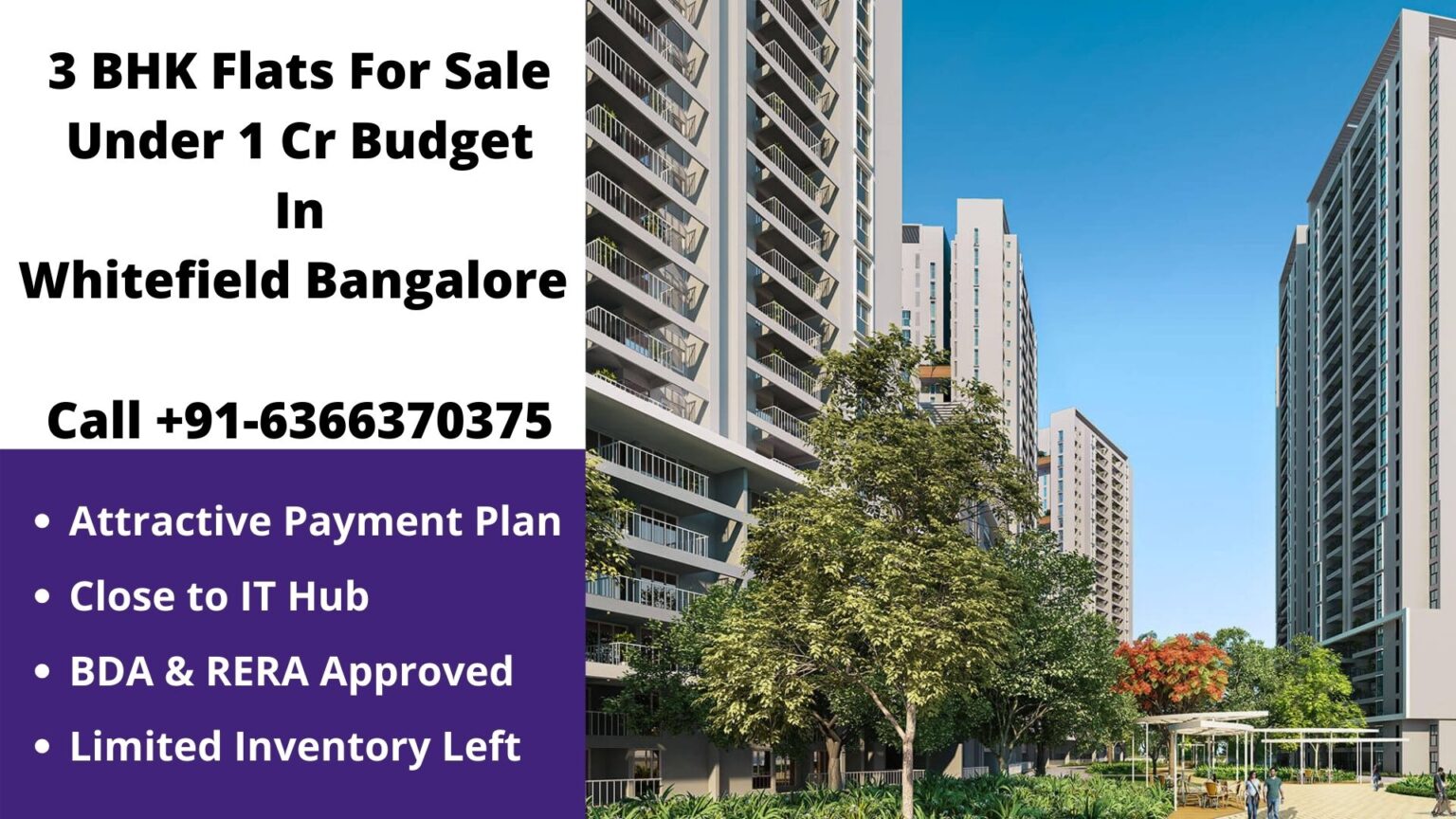 Best 3 BHK Flats Under 1 Cr For Sale In Whitefield Bangalore