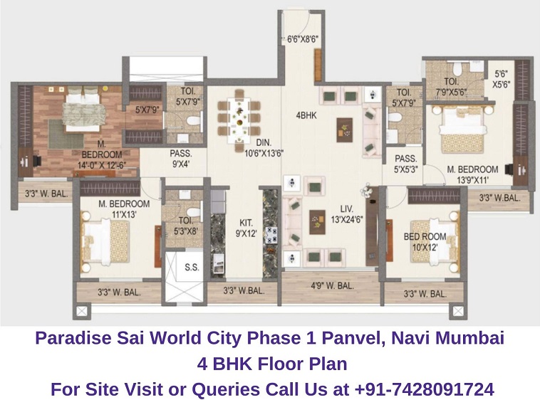 Paradise Sai World City Phase 2 Panvel, Navi Mumbai 2.5 BHK Floor Plan